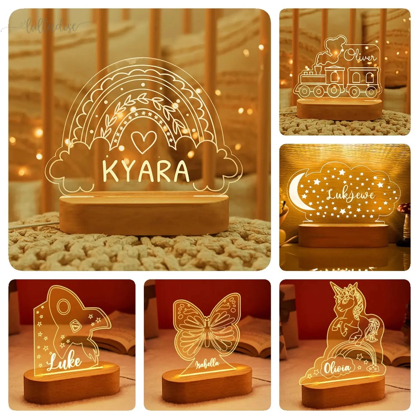 Baby Night Light - Personalised Nursery LED Light Lulladise