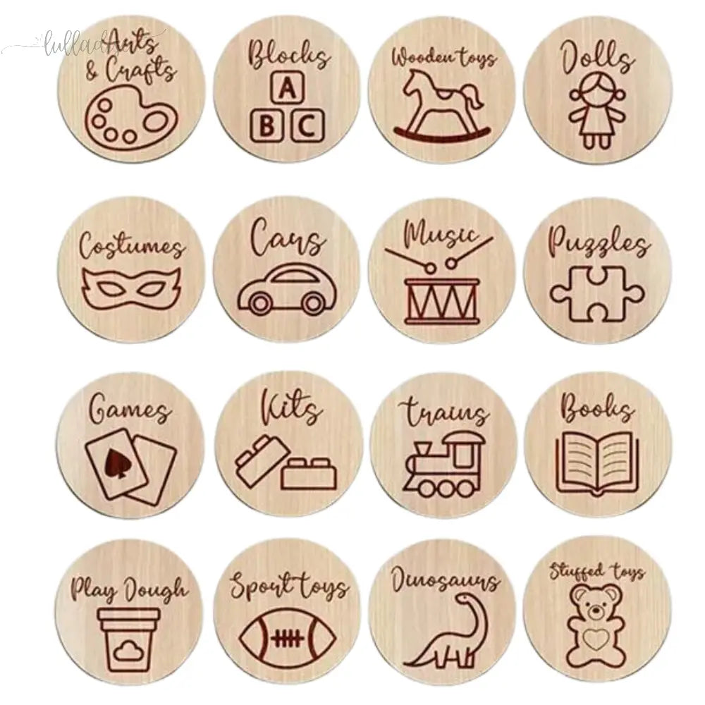 Wooden Storage Labels - Set of 16 Lulladise