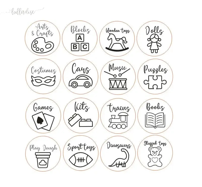 Wooden Storage Labels - Set of 16 Lulladise